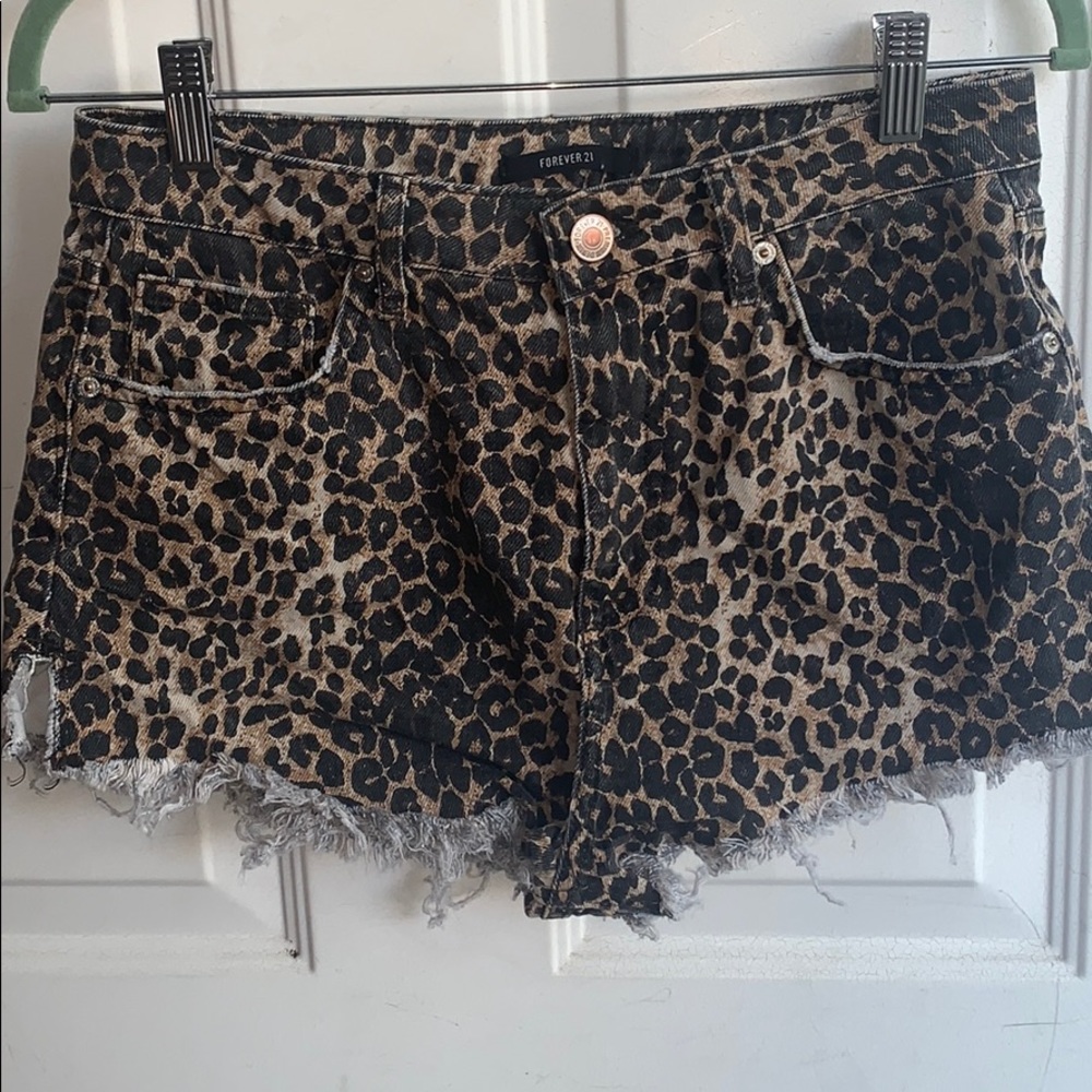 Forever 21 denim leopard shorts